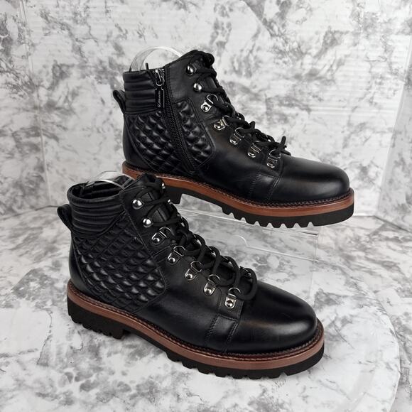 Blondo Shoes - Blondo Womens Helen Waterproof Hiker Boot Size 7 Lace Up Black Quilted Leather